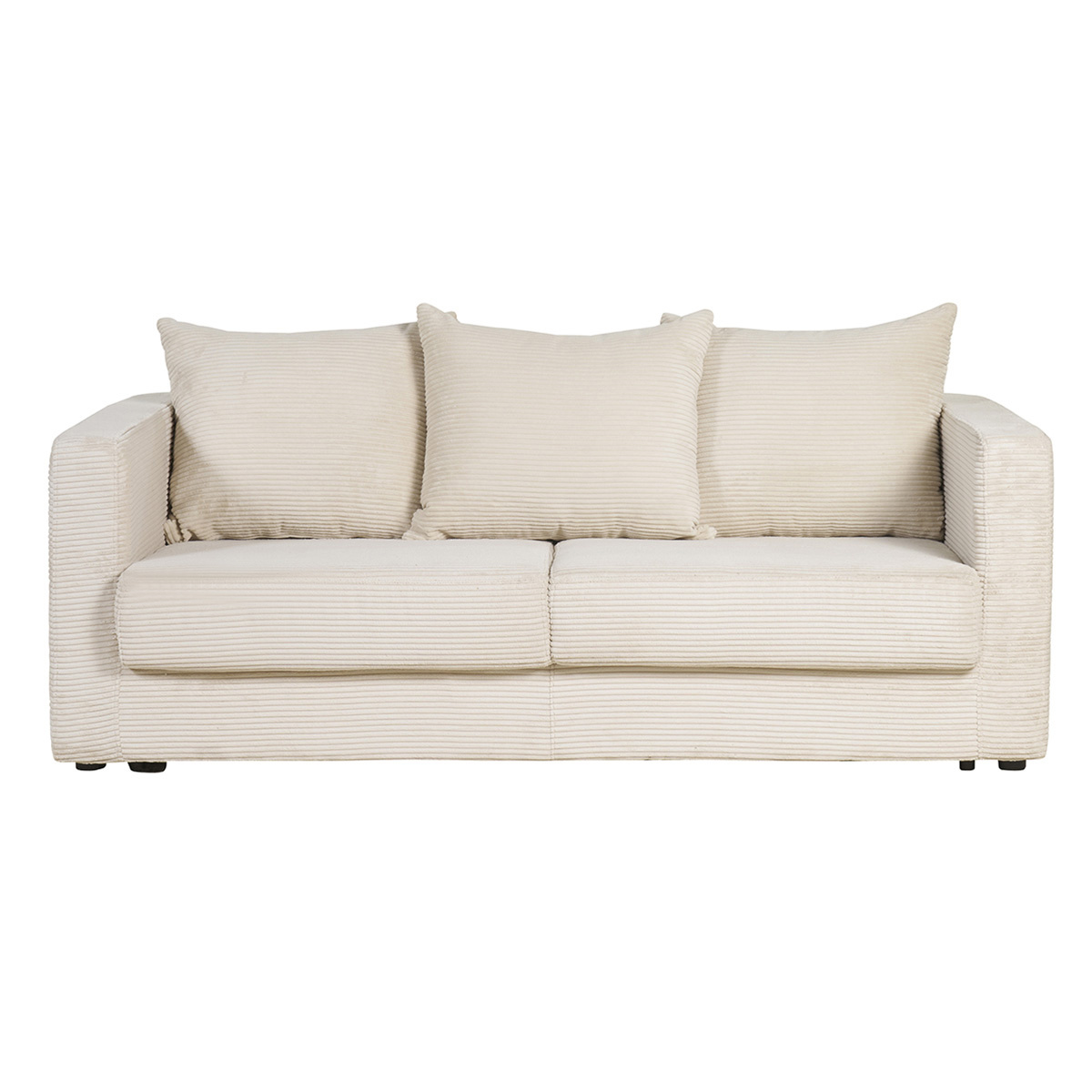 Sofá cama 3 plazas de pana beige con colchón de 13 cm BACIO