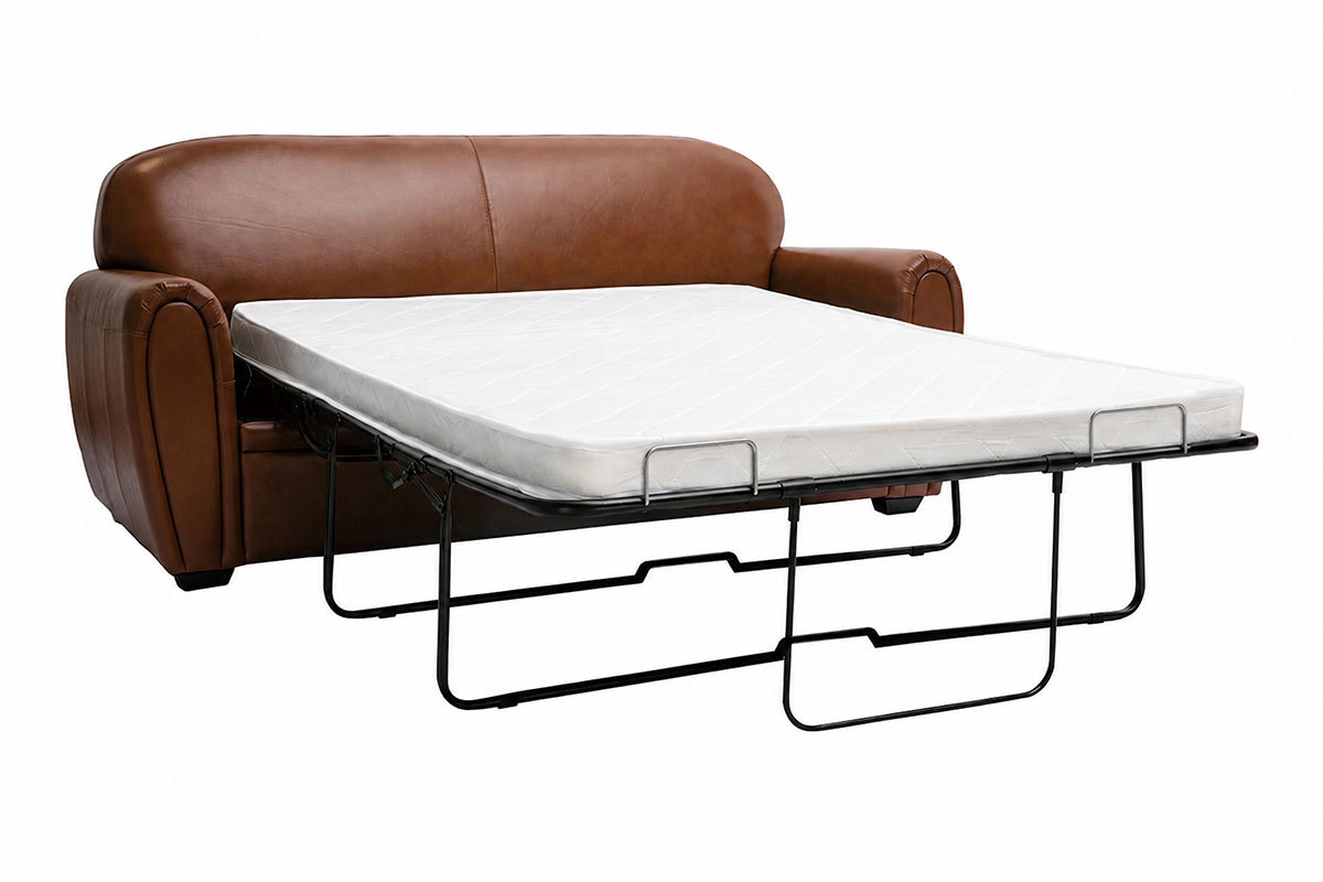 Sof� cama 3�plazas de piel marr�n CLUB