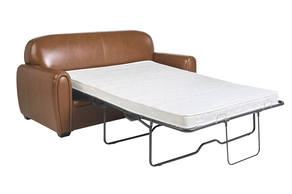 Sof� cama 3�plazas de piel marr�n CLUB