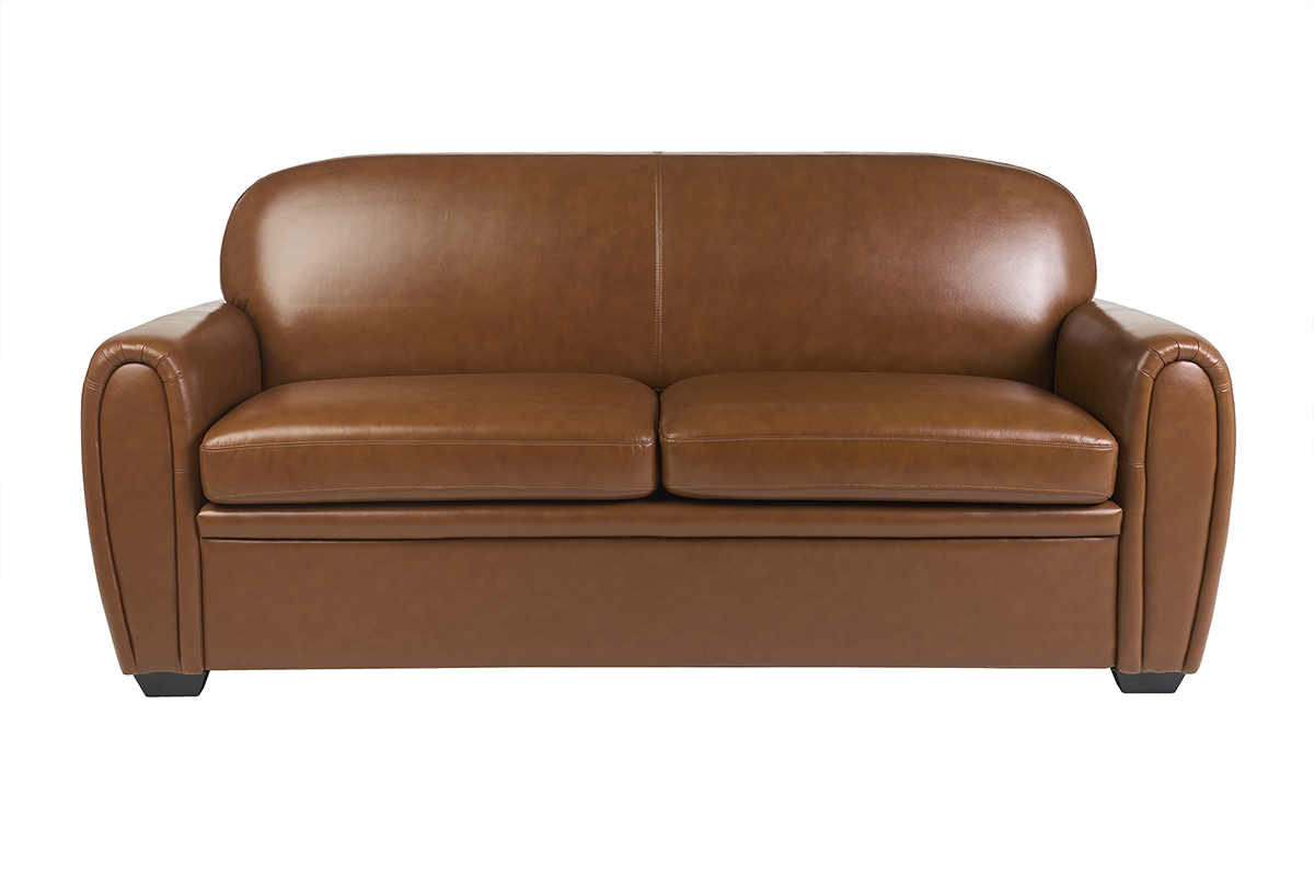 Sof� cama 3�plazas de piel marr�n CLUB