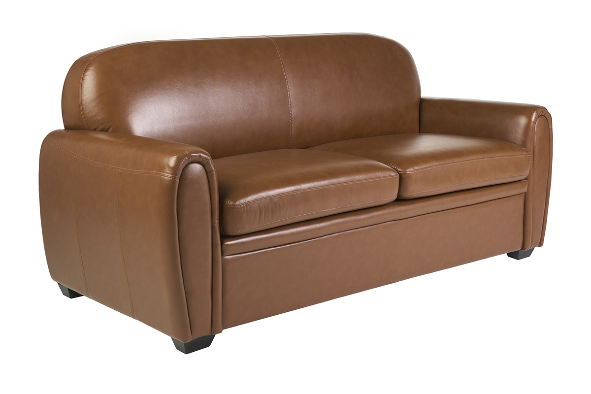 Sof� cama 3�plazas de piel marr�n CLUB