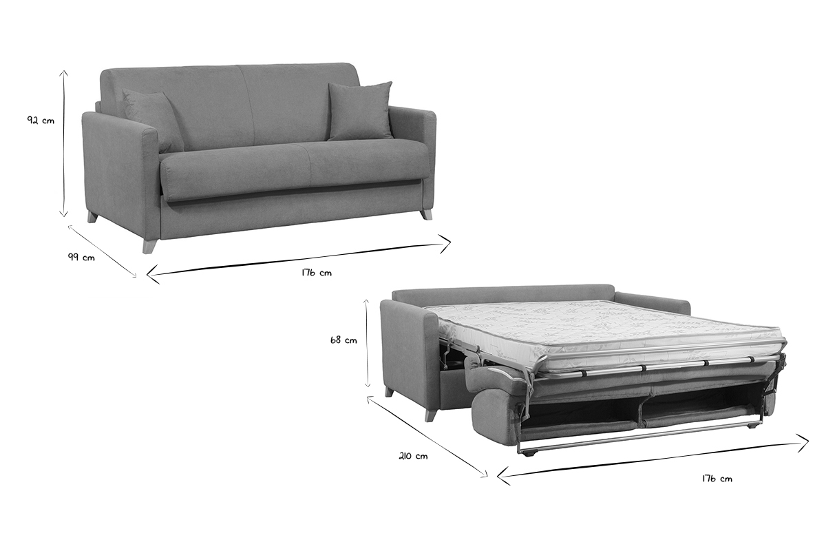 Sof cama 3plazas efecto aterciopelado amarillo mostaza con colchn de 12cm SKANDY
