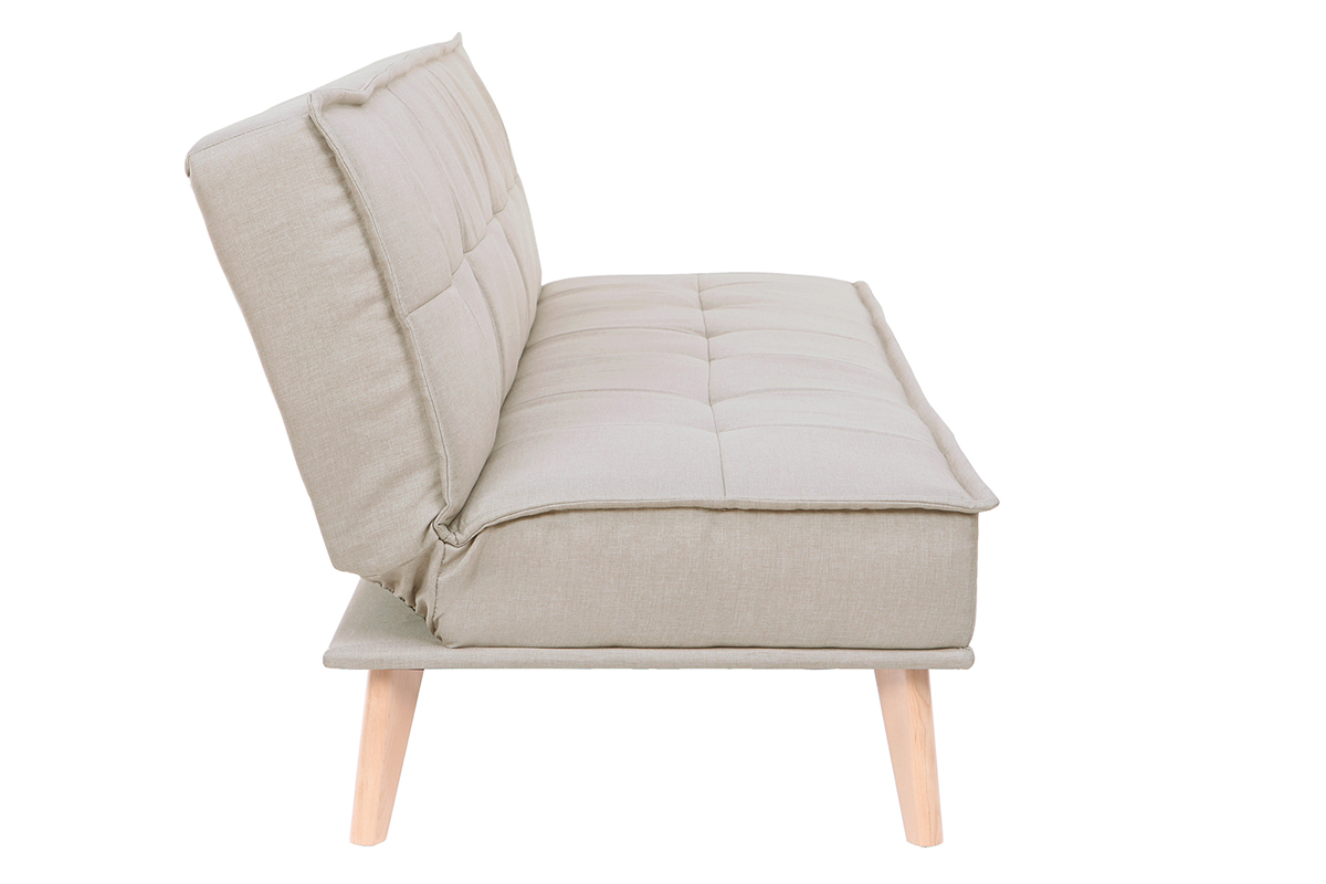 Sof cama 3 plazas en tejido natural y madera SHANTI