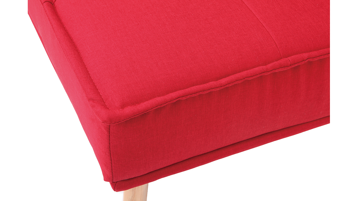 Sof cama 3 plazas en tejido rojo y madera SHANTI