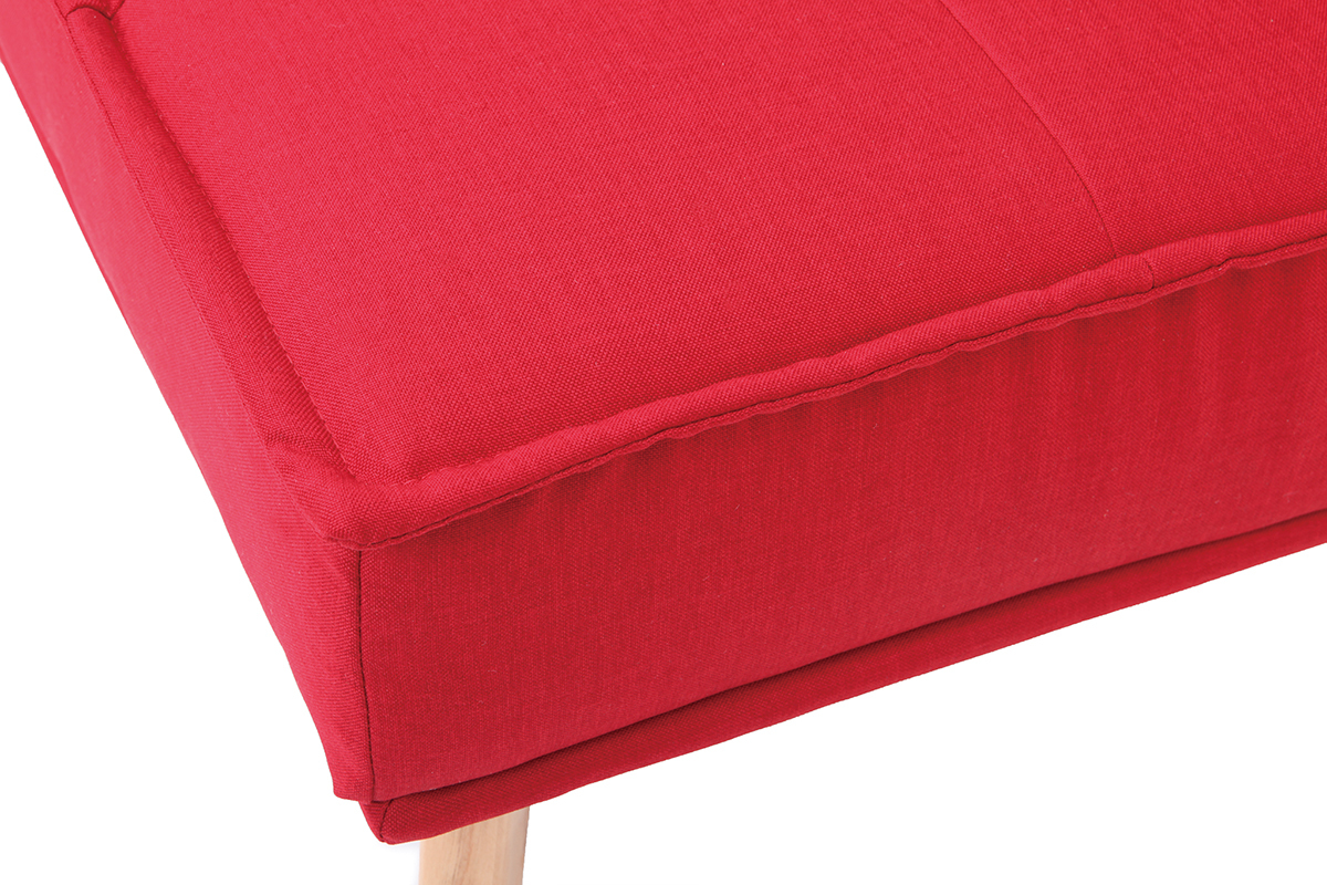 Sof cama 3 plazas en tejido rojo y madera SHANTI