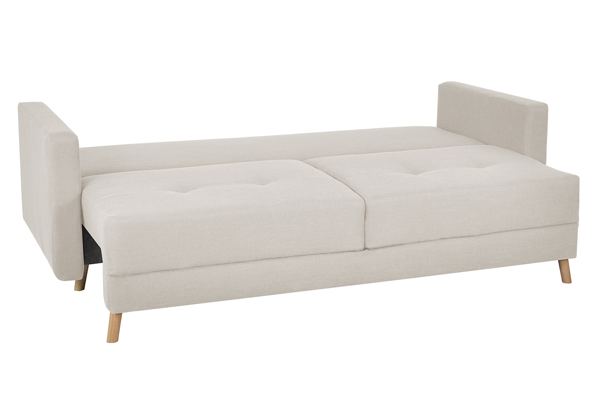 Sof cama 3plazas estilo nrdico con cajn beige MIRA