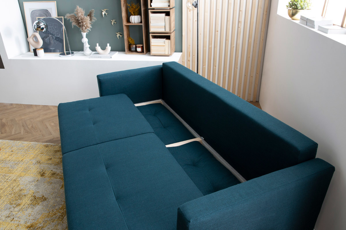 Sof cama 3plazas estilo nrdico con cajn beige MIRA