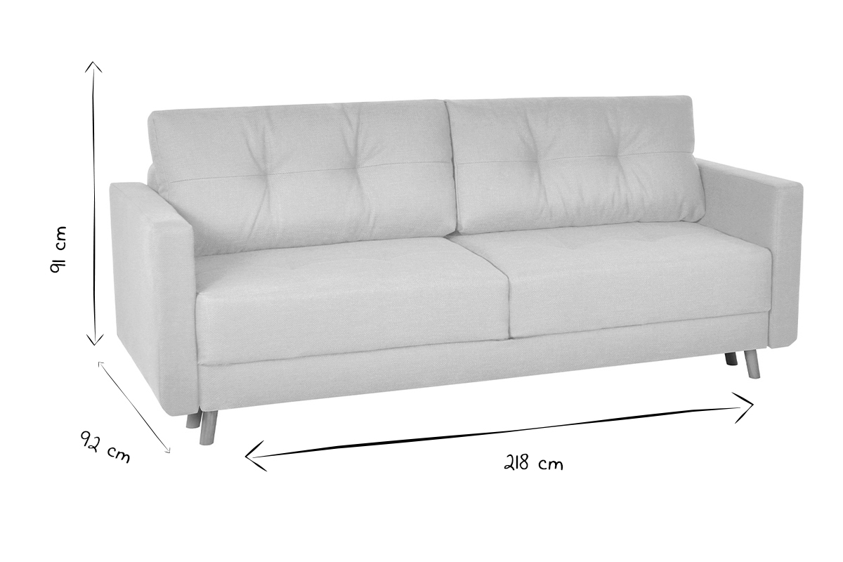 Sof cama 3plazas estilo nrdico con cajn beige MIRA
