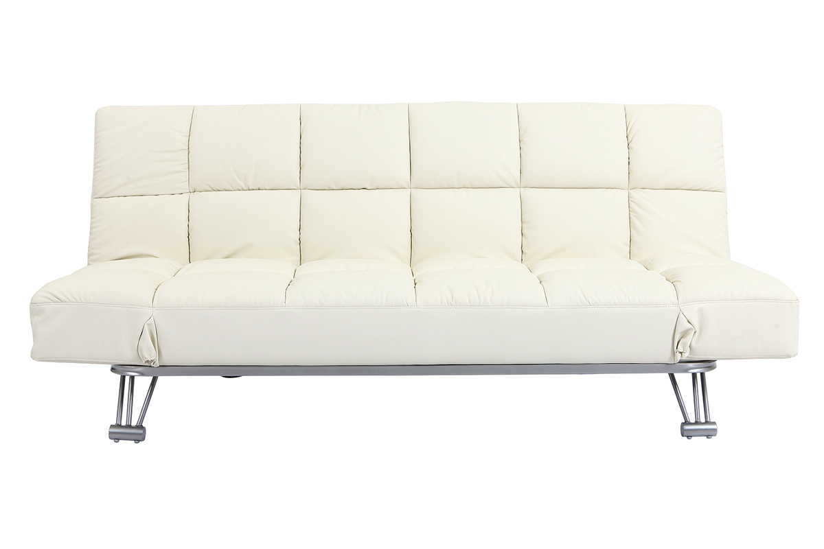 Sof-cama 3 plazas MANHATTAN color blanco roto y de cuero