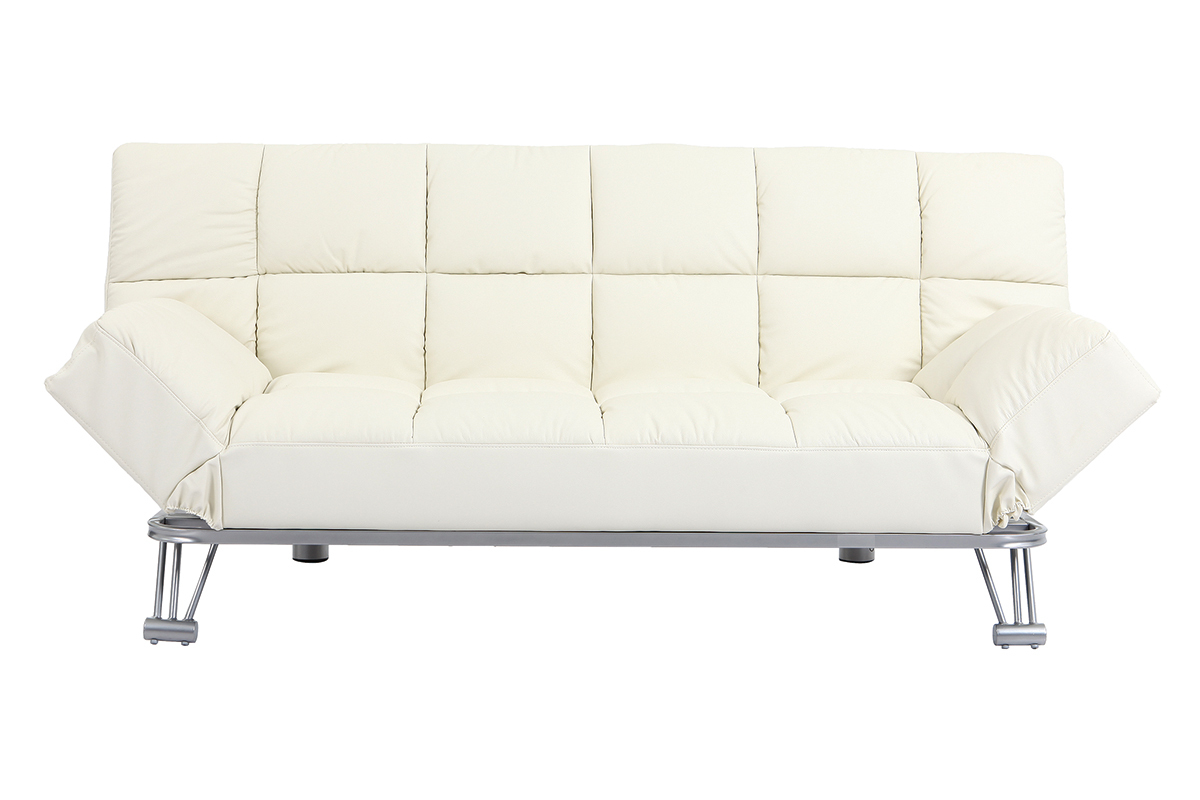 Sof-cama 3 plazas MANHATTAN color blanco roto y de cuero