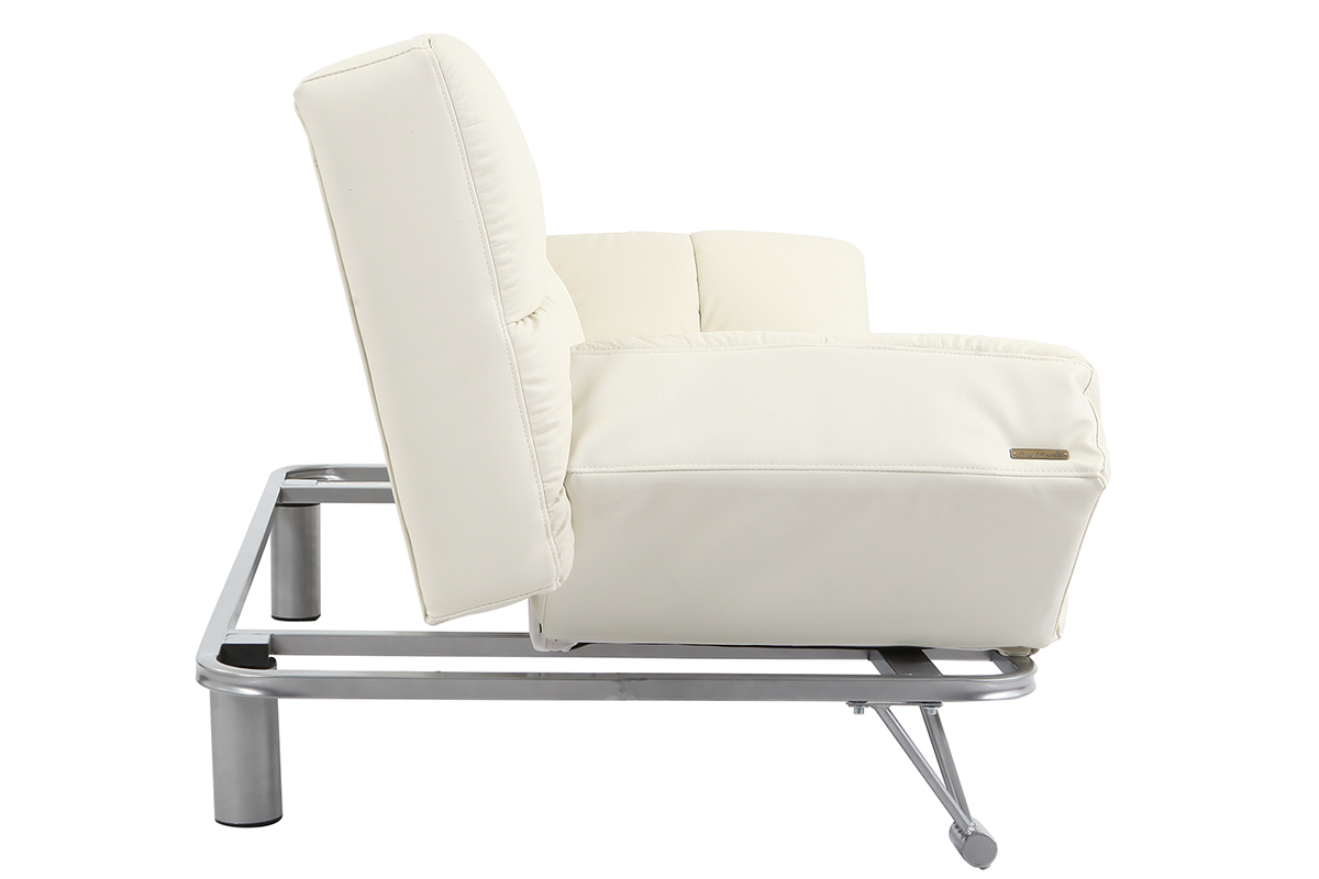 Sof-cama 3 plazas MANHATTAN color blanco roto y de cuero