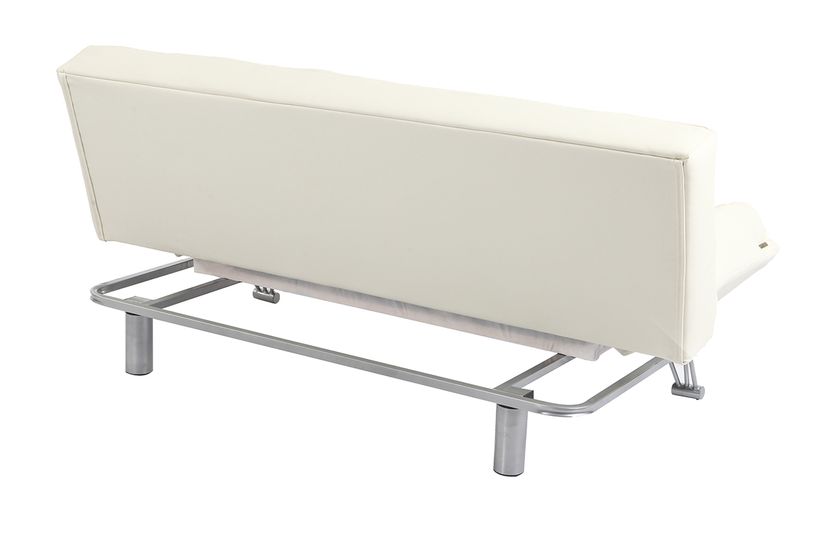 Sof-cama 3 plazas MANHATTAN color blanco roto y de cuero
