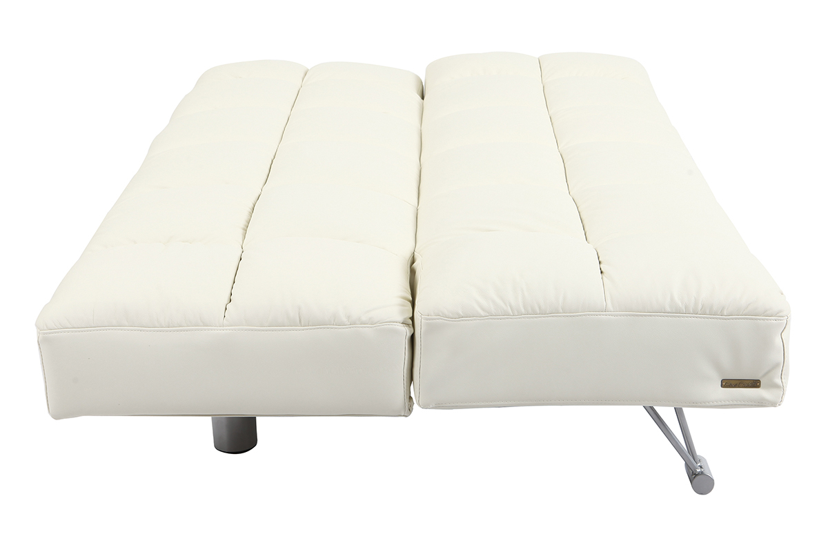Sof-cama 3 plazas MANHATTAN color blanco roto y de cuero