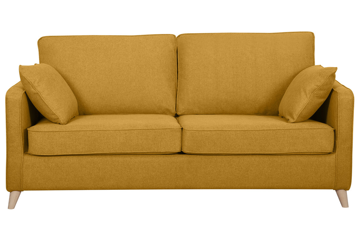Sof cama 3plazas nrdico amarillo comino con colchn de 10cm PAPEL