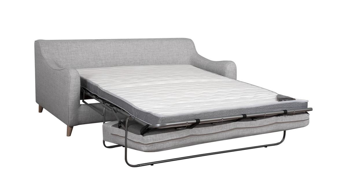 Sof cama 3plazas nrdico gris claro con colchn de 10cm VENDOME