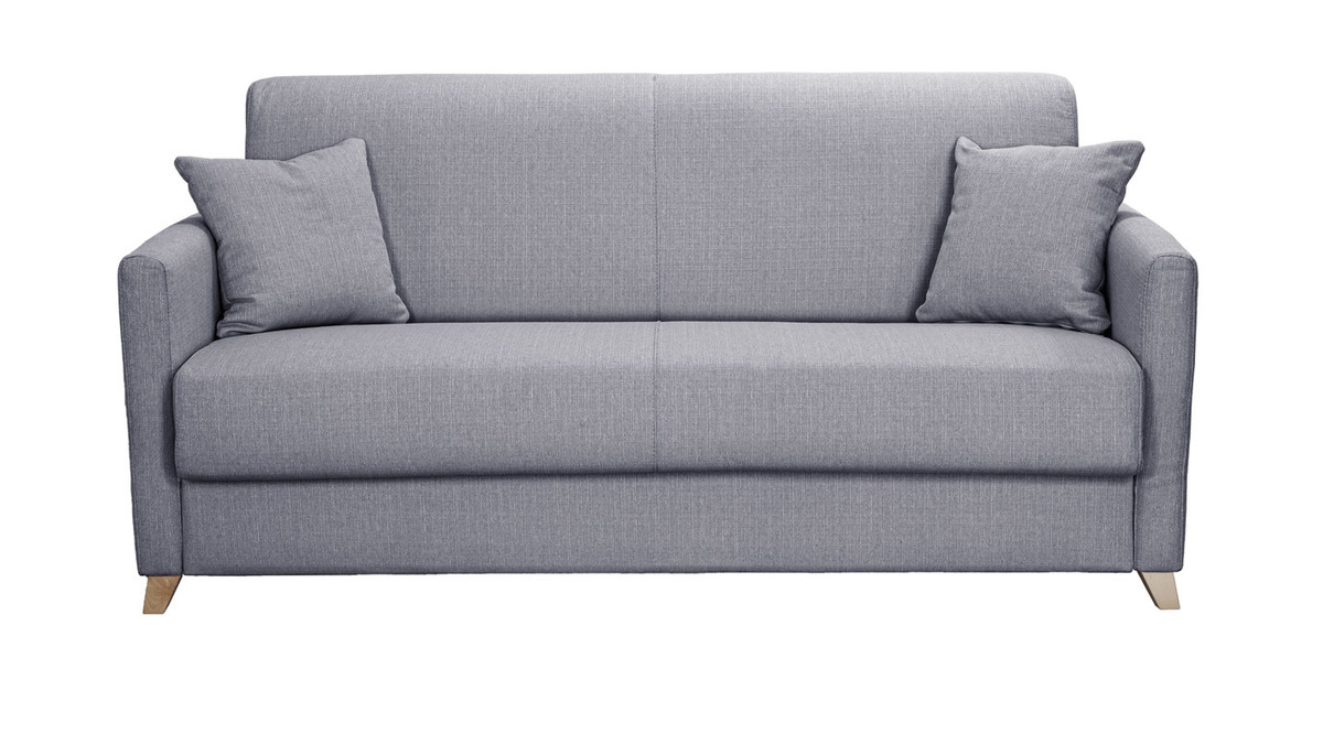 Sofá cama 3 plazas nórdico gris claro con colchón de 18 cm SKANDY