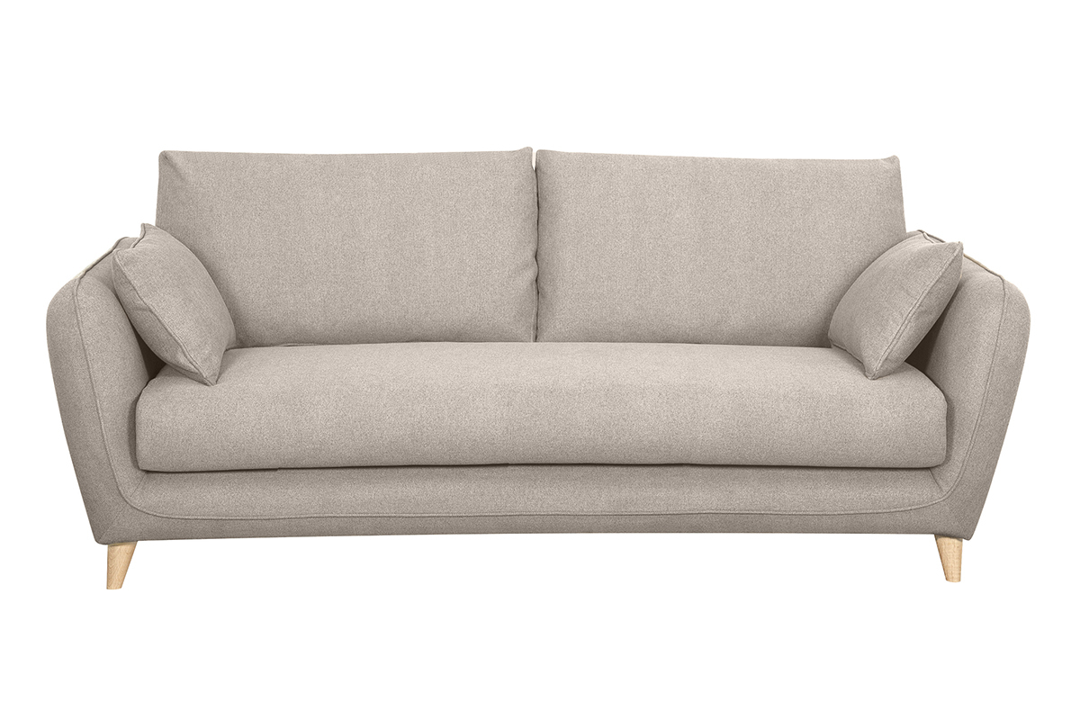 Sof cama 3plazas nrdico de tela beige natural con colchn de 10 cm CREEP