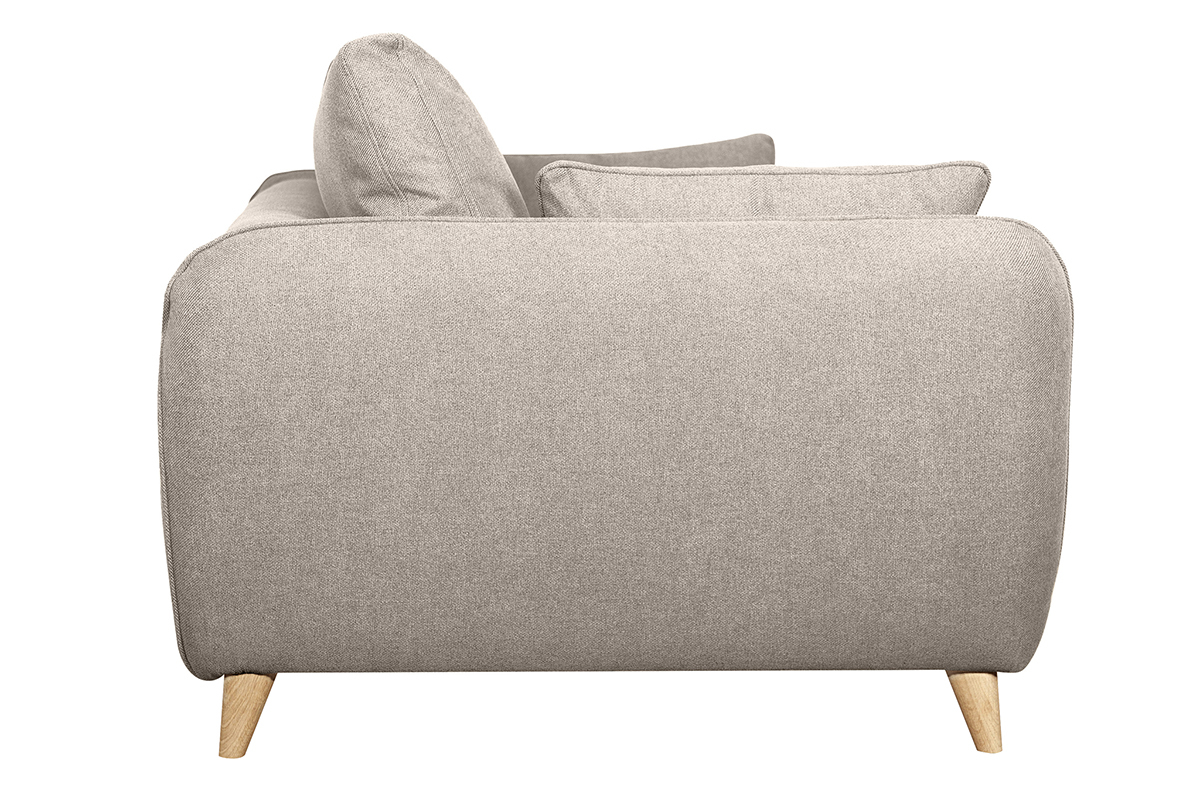 Sof cama 3plazas nrdico de tela beige natural con colchn de 10 cm CREEP