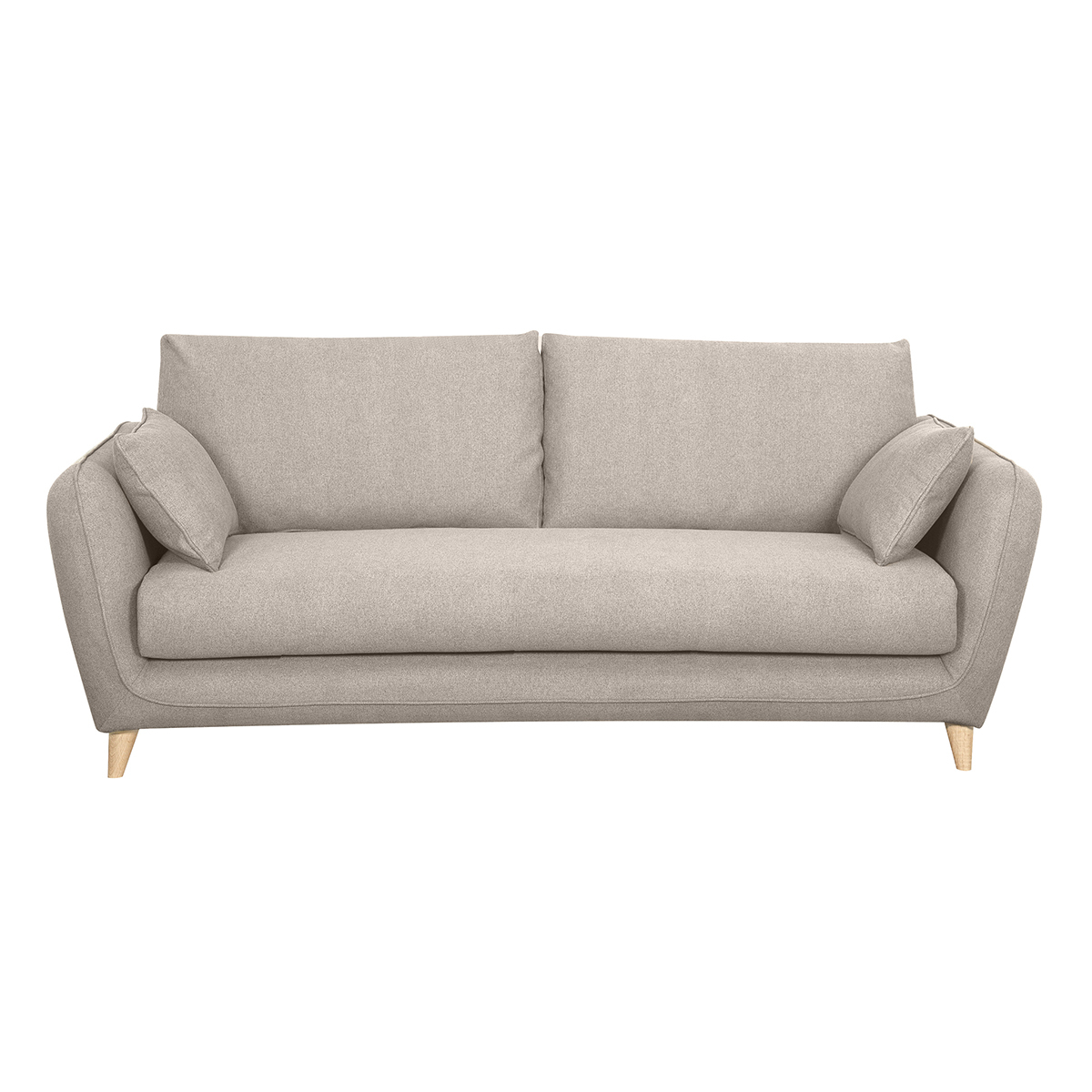 Sofá cama 3plazas nórdico de tela beige natural con colchón de 10 cm CREEP