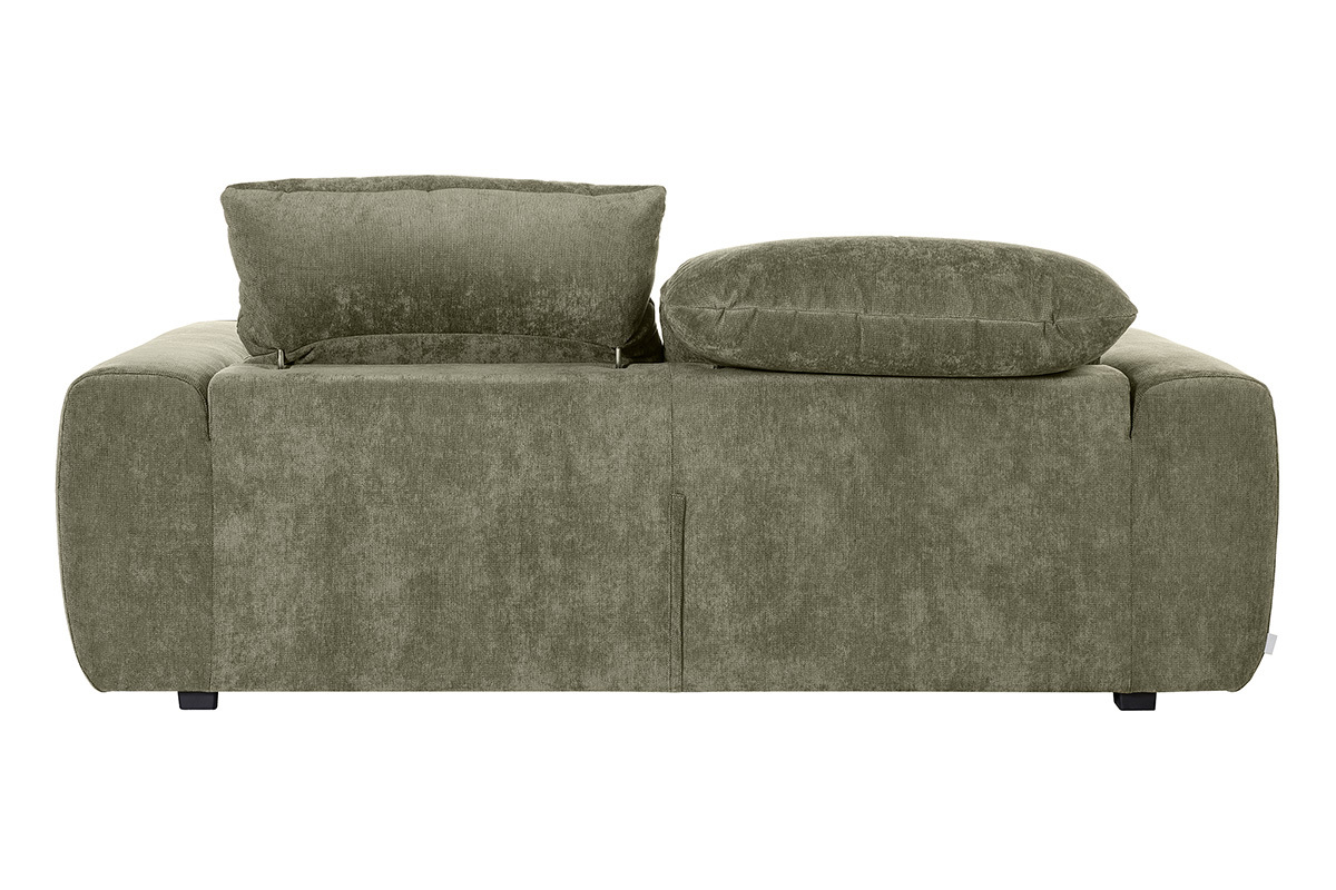 Sof� cama con cabeceros ajustables 3 plazas en tejido efecto terciopelo texturizado verde caqui NOAM