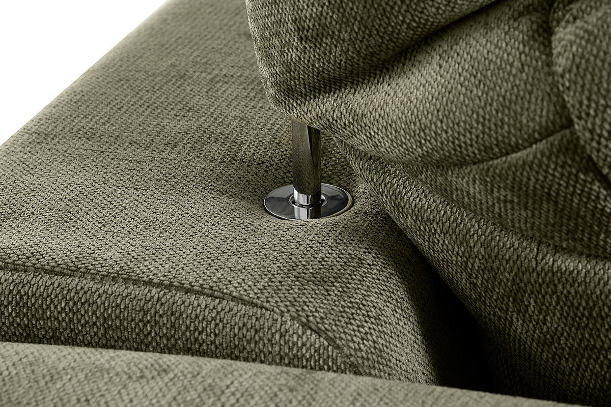 Sof� cama con cabeceros ajustables 3 plazas en tejido efecto terciopelo texturizado verde caqui NOAM