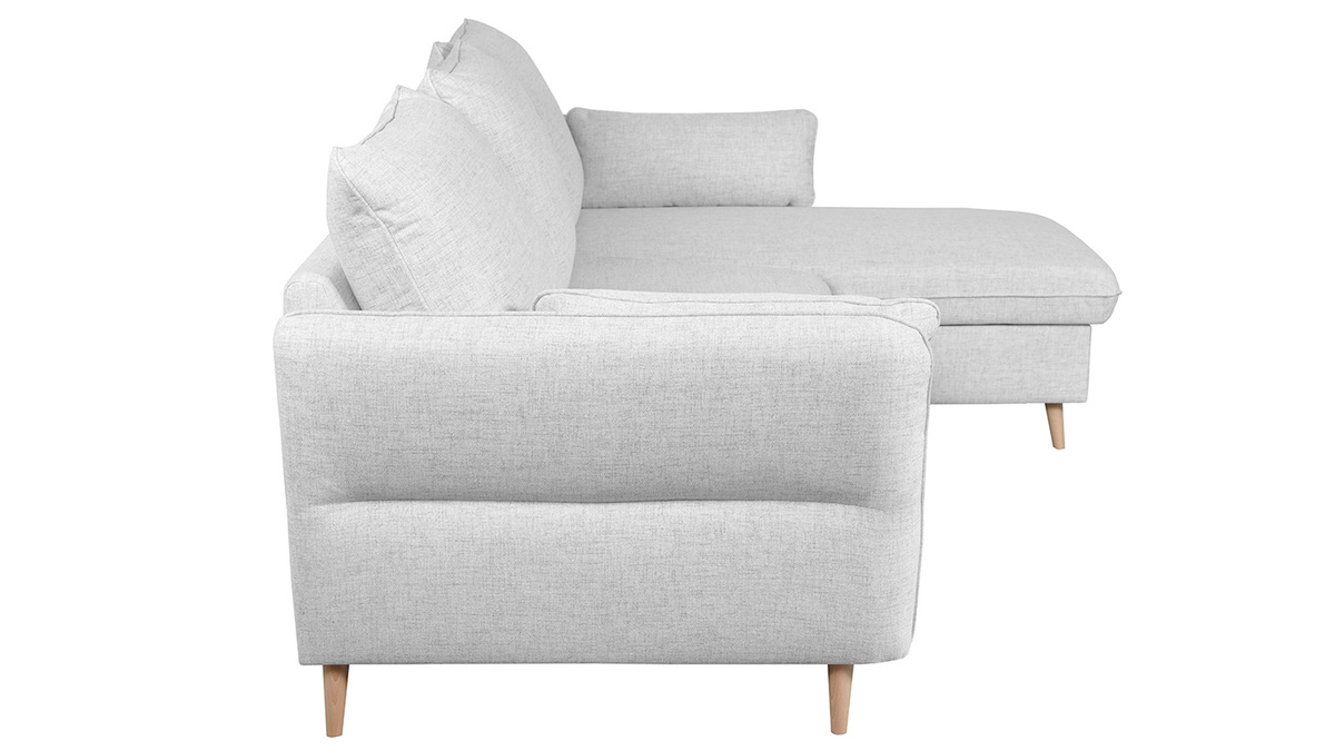 Sofá cama con chaise longue a la derecha y canapé gris claro - DRISS