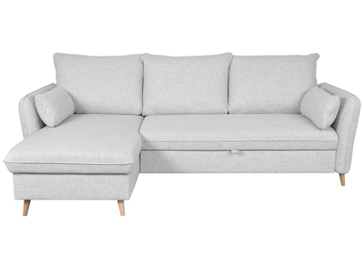 Sofá cama con chaise longue a la derecha y canapé gris claro - DRISS