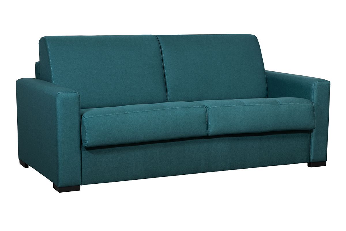 Sof cama con colchn 12cm tejido azul petrleo DOME