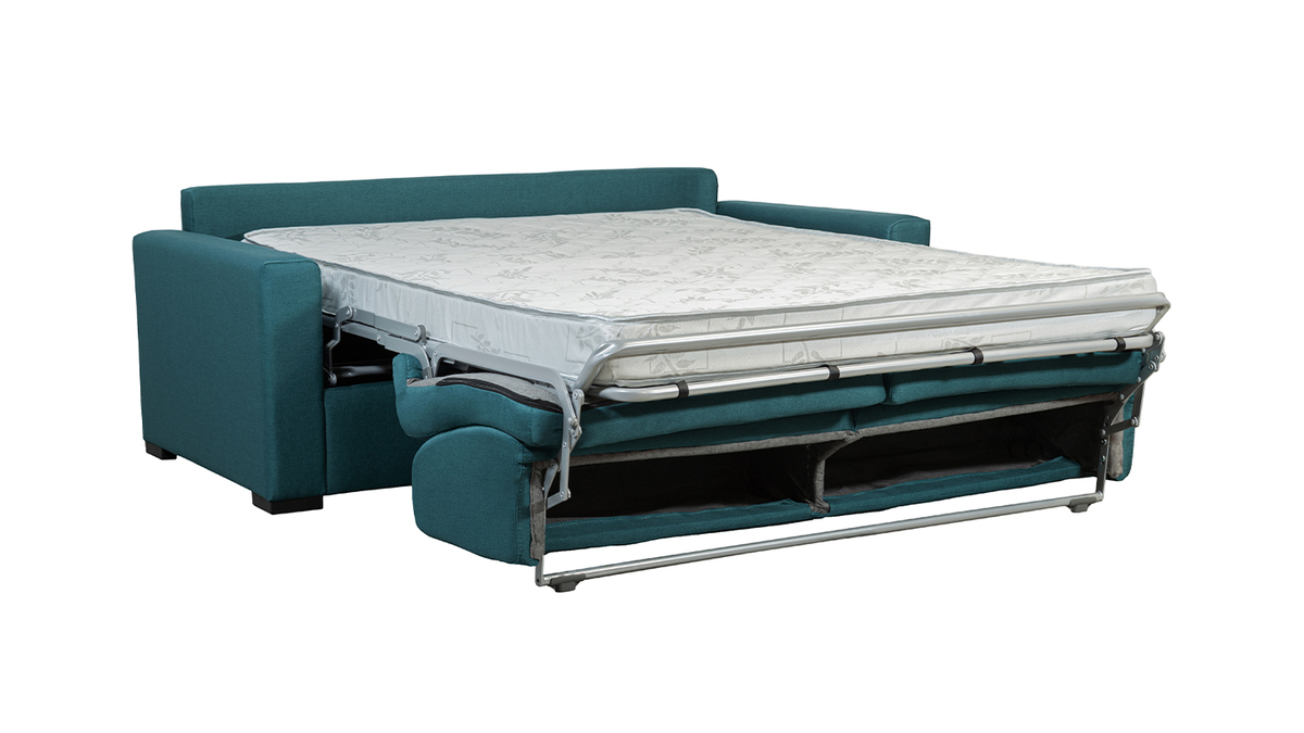 Sof cama con colchn 12cm tejido azul petrleo DOME
