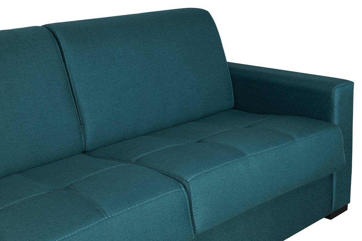 Sof cama con colchn 12cm tejido azul petrleo DOME