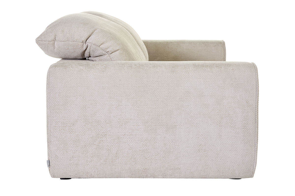 Sof� cama beige vista lateral, respaldos ajustables en beige.