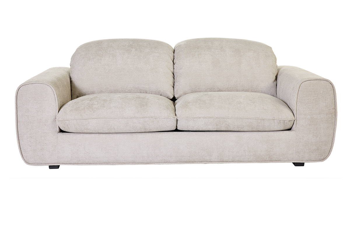 Sof� cama con reposacabezas ajustables 3 plazas de tela terciopelo chenilla beige NOAM