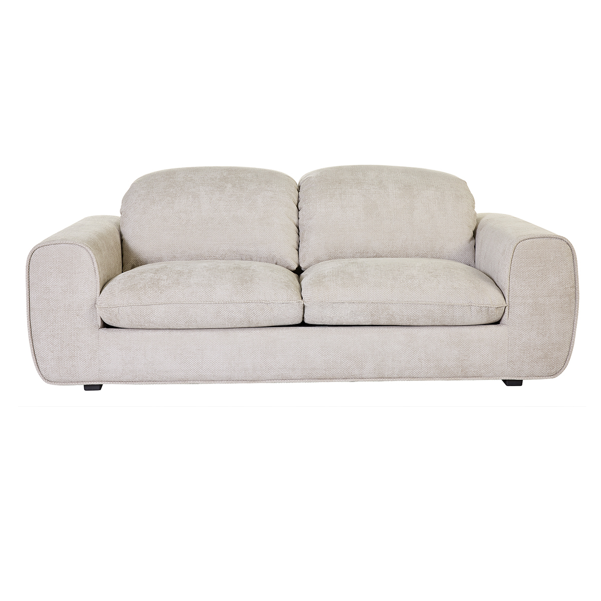 Sofá cama con reposacabezas ajustables 3 plazas de tela terciopelo chenilla beige NOAM