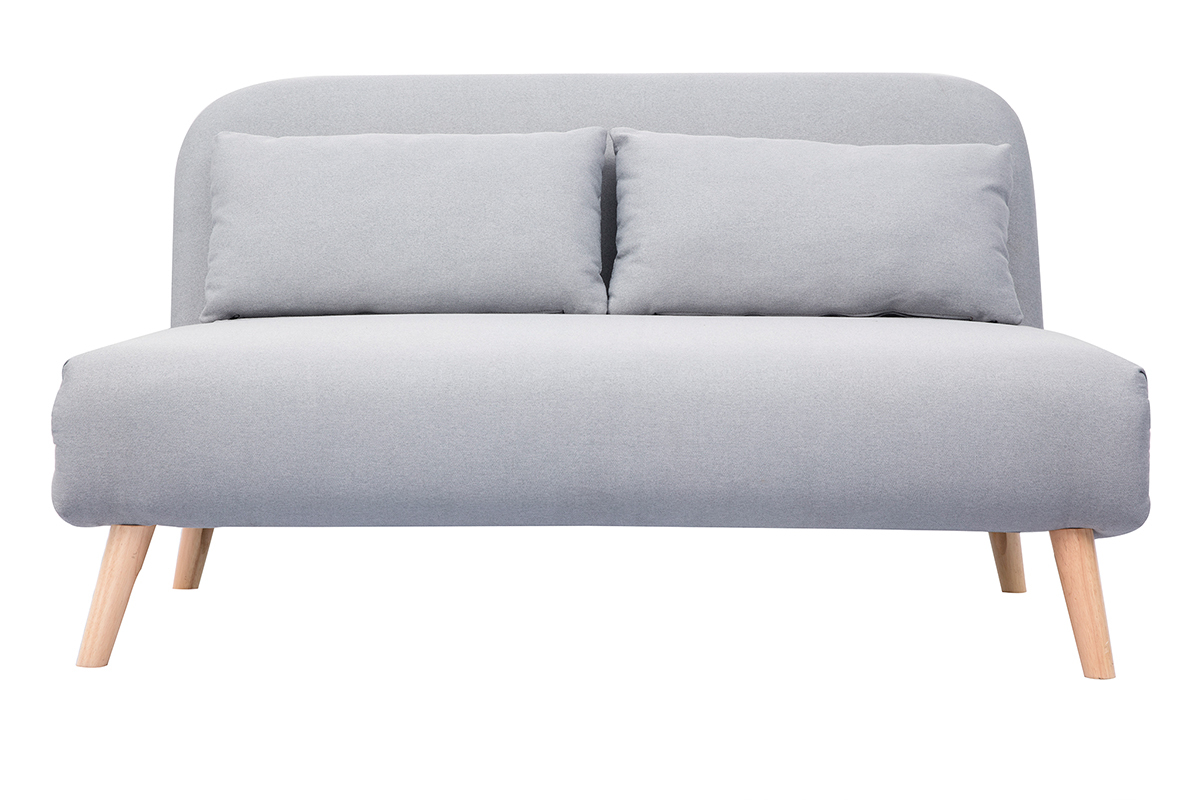 Sof cama convertible 2 plazas en tejido gris claro AMIKO