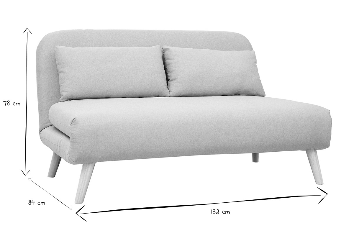 Sof� cama convertible 2 plazas en tejido gris claro AMIKO