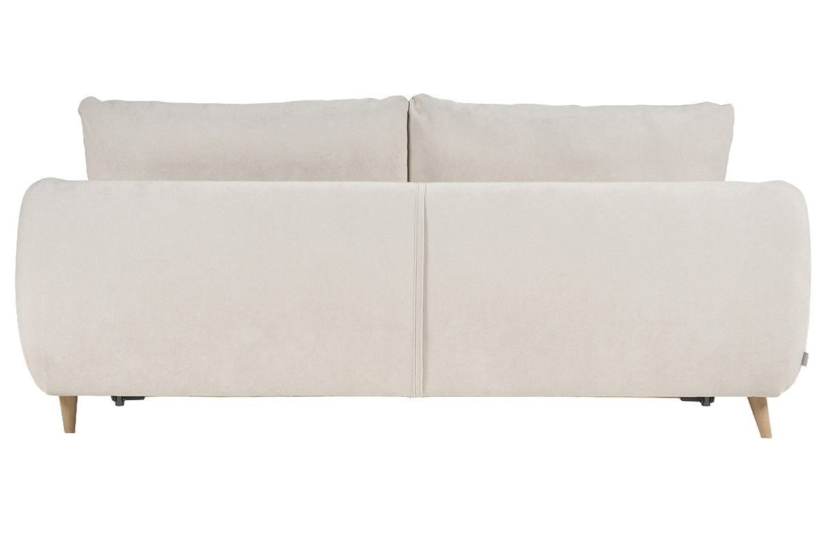 Sof� cama convertible 3-4 plazas en tejido efecto terciopelo beige con colch�n de 10 cm LEANDRE
