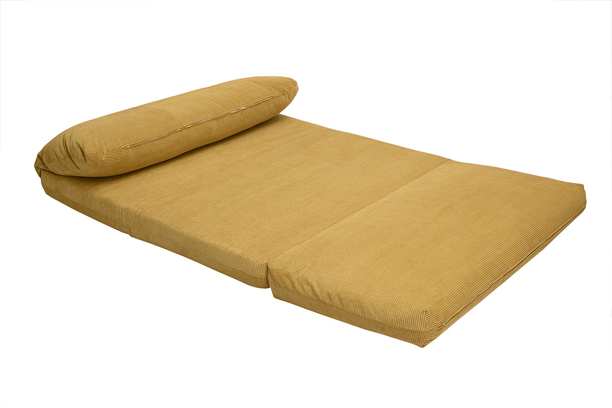 Sof cama convertible de 2 plazas en tela de terciopelo de pana amarillo curry SPENCER