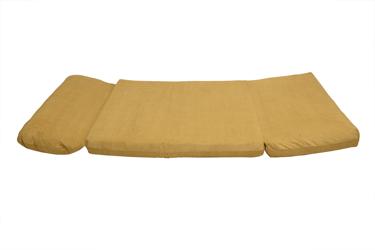 Sof cama convertible de 2 plazas en tela de terciopelo de pana amarillo curry SPENCER