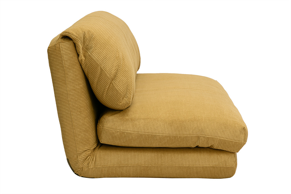 Sof cama convertible de 2 plazas en tela de terciopelo de pana amarillo curry SPENCER