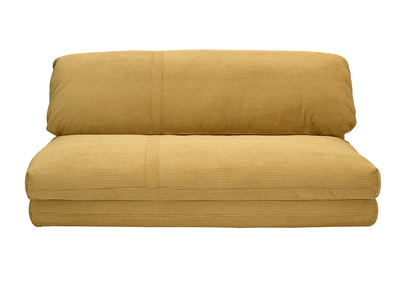 Sofá cama convertible de 2 plazas en tela de terciopelo de pana amarillo curry SPENCER