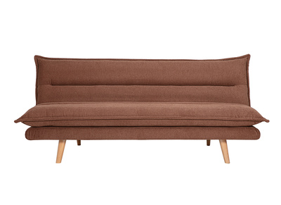 Sofá cama convertible de 3 plazas en tejido chenilla texturado tierra quemada y madera clara BINGO