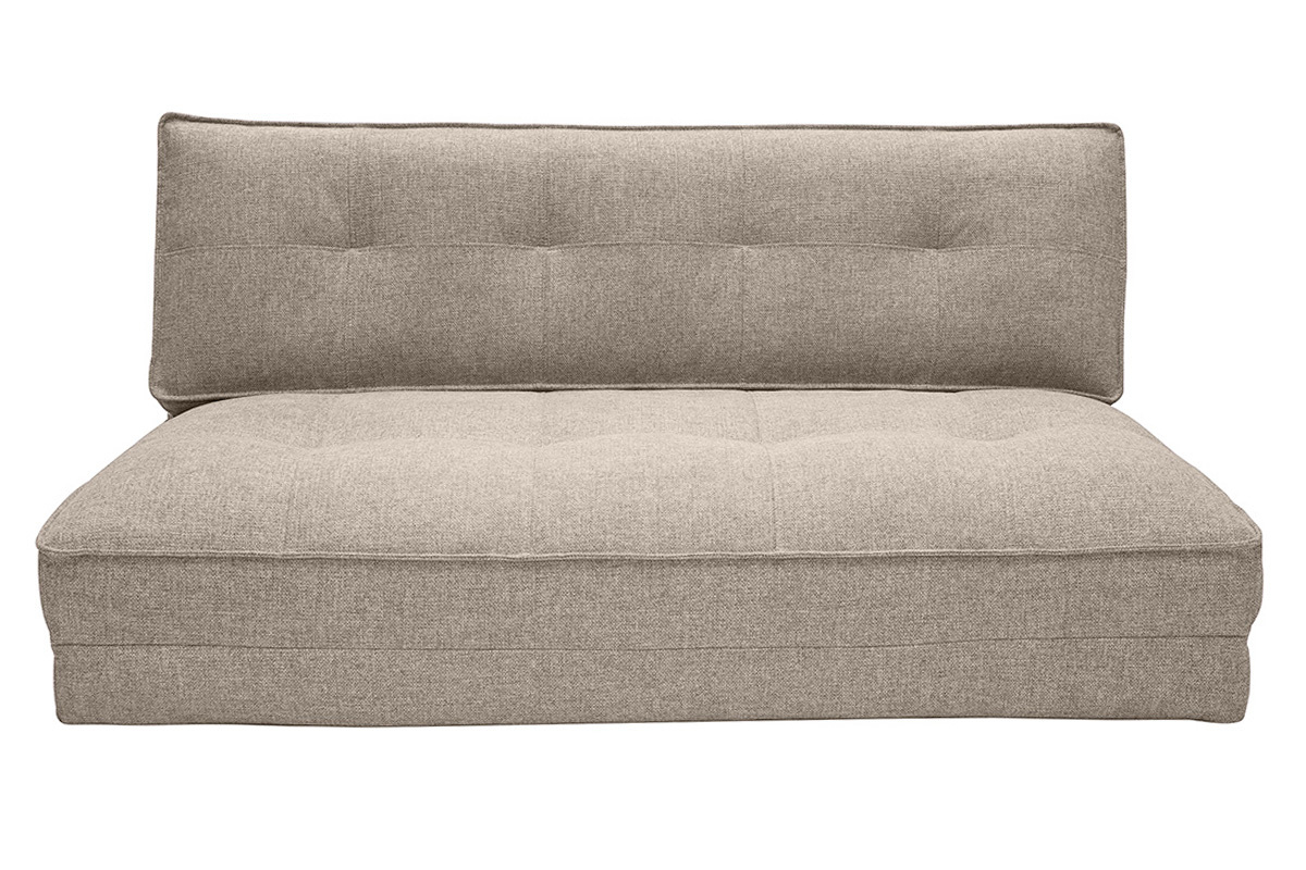 Sof cama de 2 plazas convertible en tela color topo SALLY