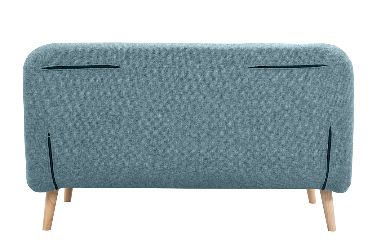 Sof cama de 2 plazas convertible en tela verde gris y madera clara AMIKO