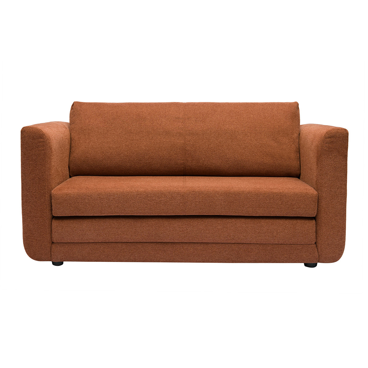 Sofá cama de 2 plazas de tela de terciopelo texturizado color tierra quemada LEON