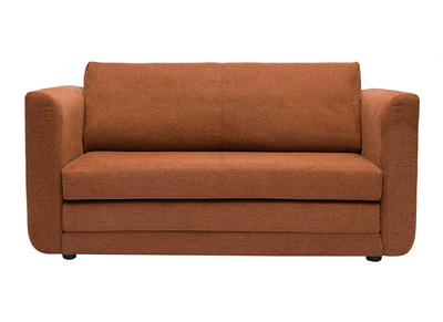 Sofá cama de 2 plazas de tela de terciopelo texturizado color tierra quemada LEON