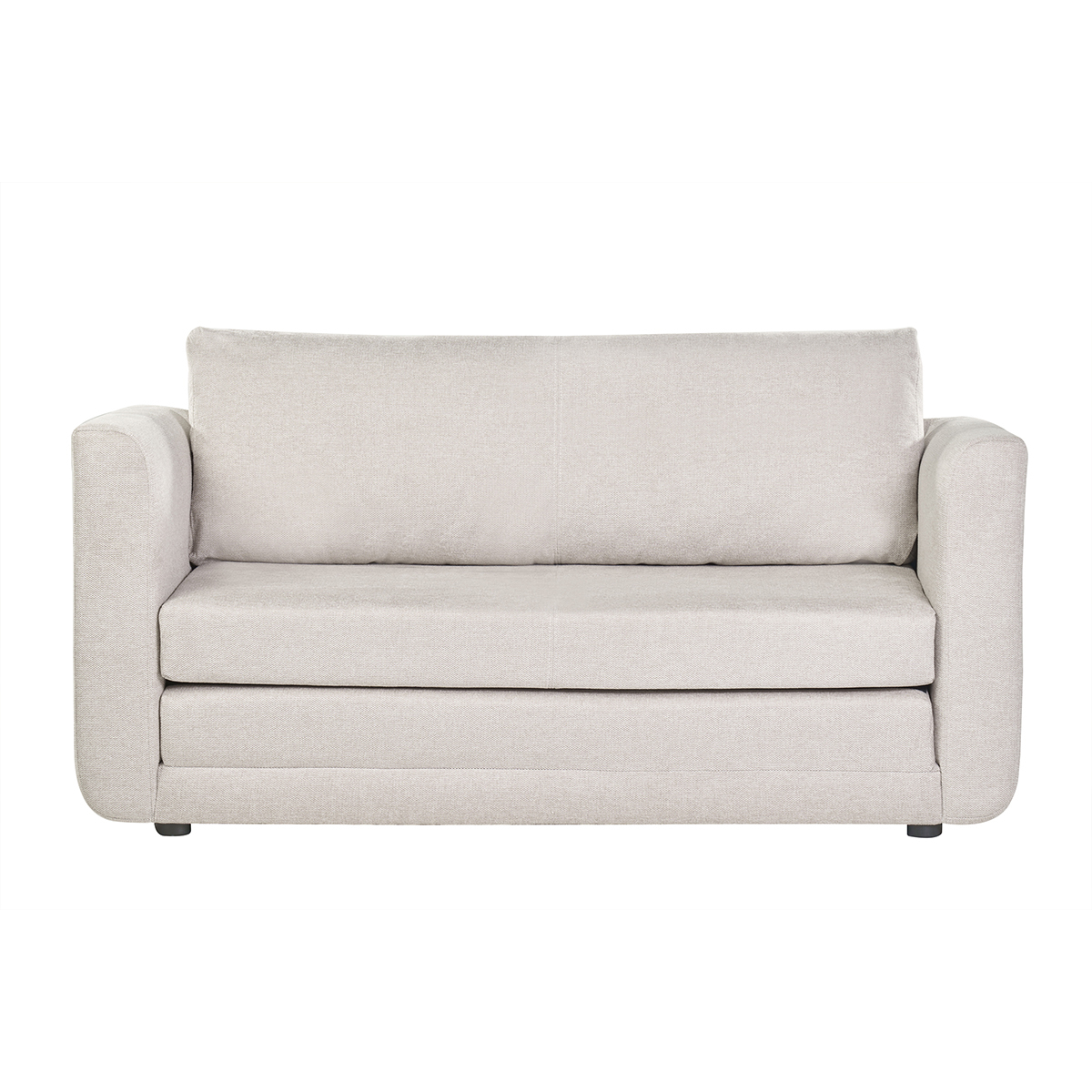 Sofá cama de 2 plazas de tela efecto terciopelo texturizado beige LEON
