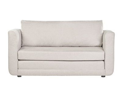 Sofá cama de 2 plazas de tela efecto terciopelo texturizado beige LEON