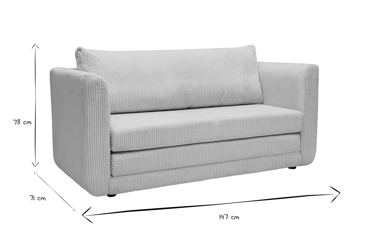 Sof cama de 2 plazas de terciopelo cotel beige LEON