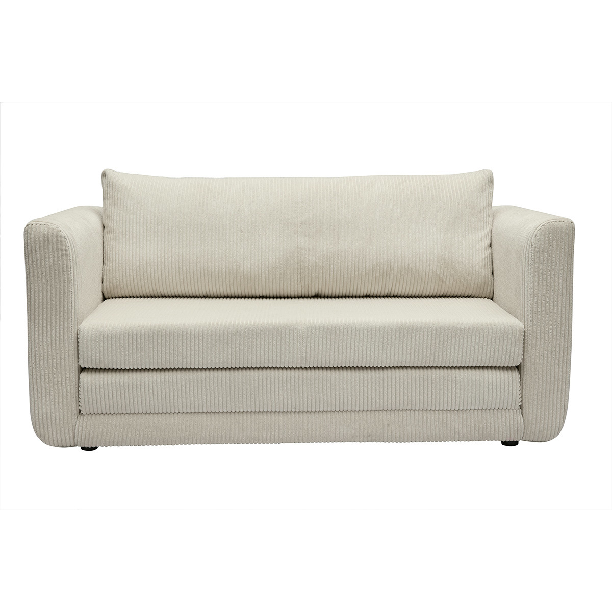 Sofá cama de 2 plazas de terciopelo cotelé beige LEON