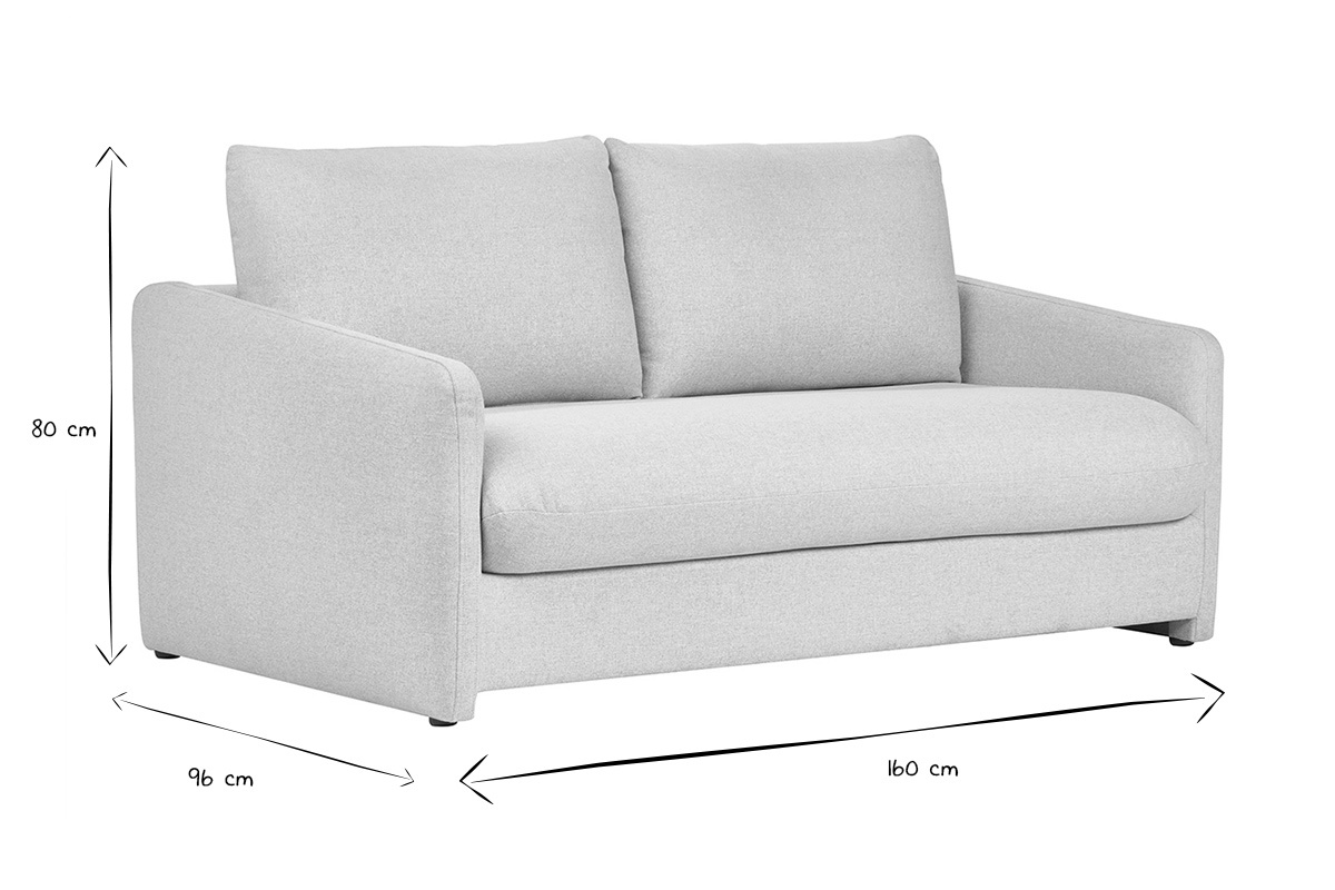 Sof cama de 2 plazas en tela beige PAULIN